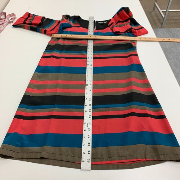 Tinley Road Stripe Shift Dress Womens S Small Puff Sleeves Keyhole Back Scoop - Picture 7 of 16